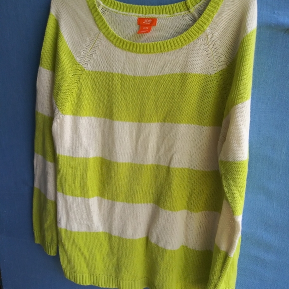 Joe Fresh Women's Size XL Green Ivory Striped Sweater B Tote - Picture 2 of 6